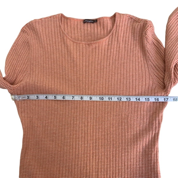 J McLaughlin Ribbed Knit Stretch Long Sleeve Top Size XL Orange Button Sleeve - Picture 4 of 7